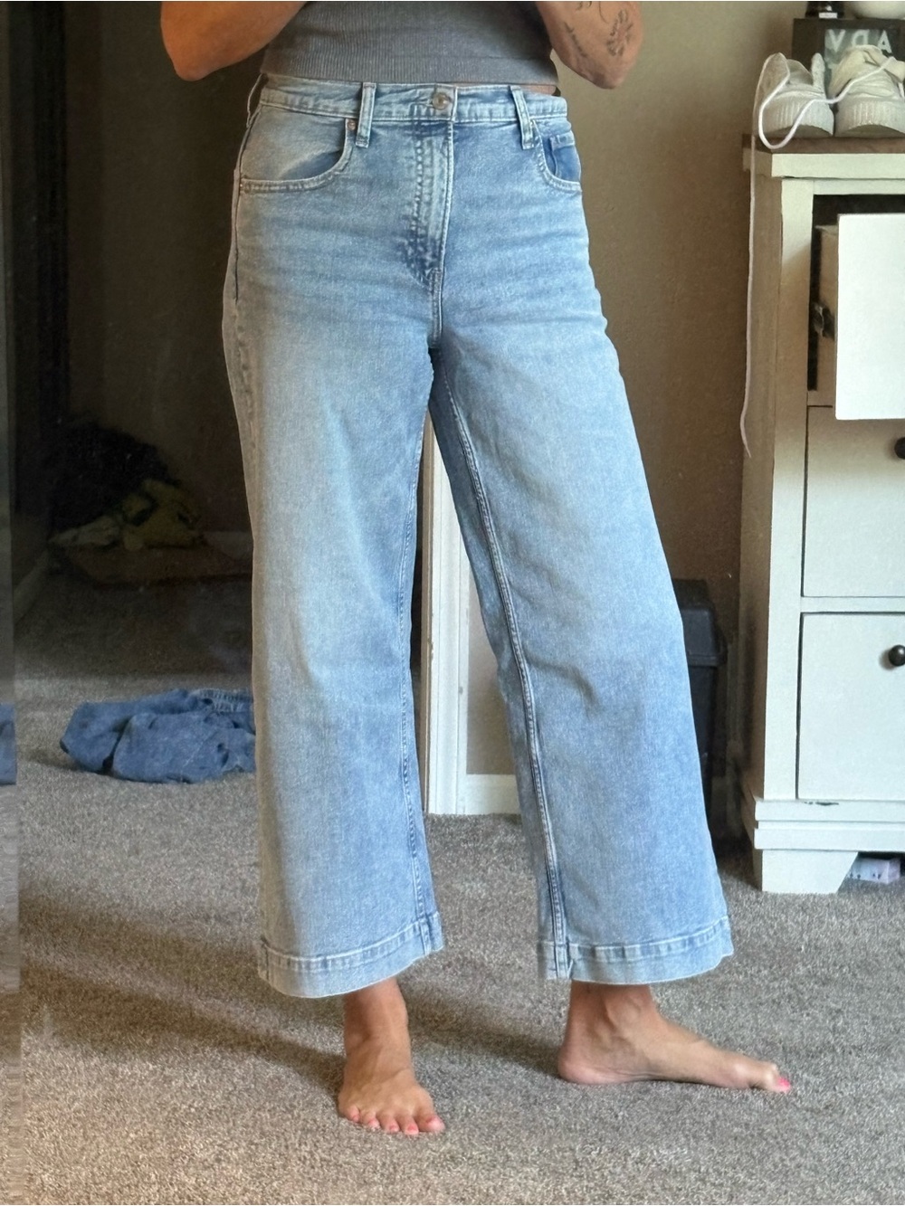 GAP Light Blue Cropped Wide-Leg Jeans